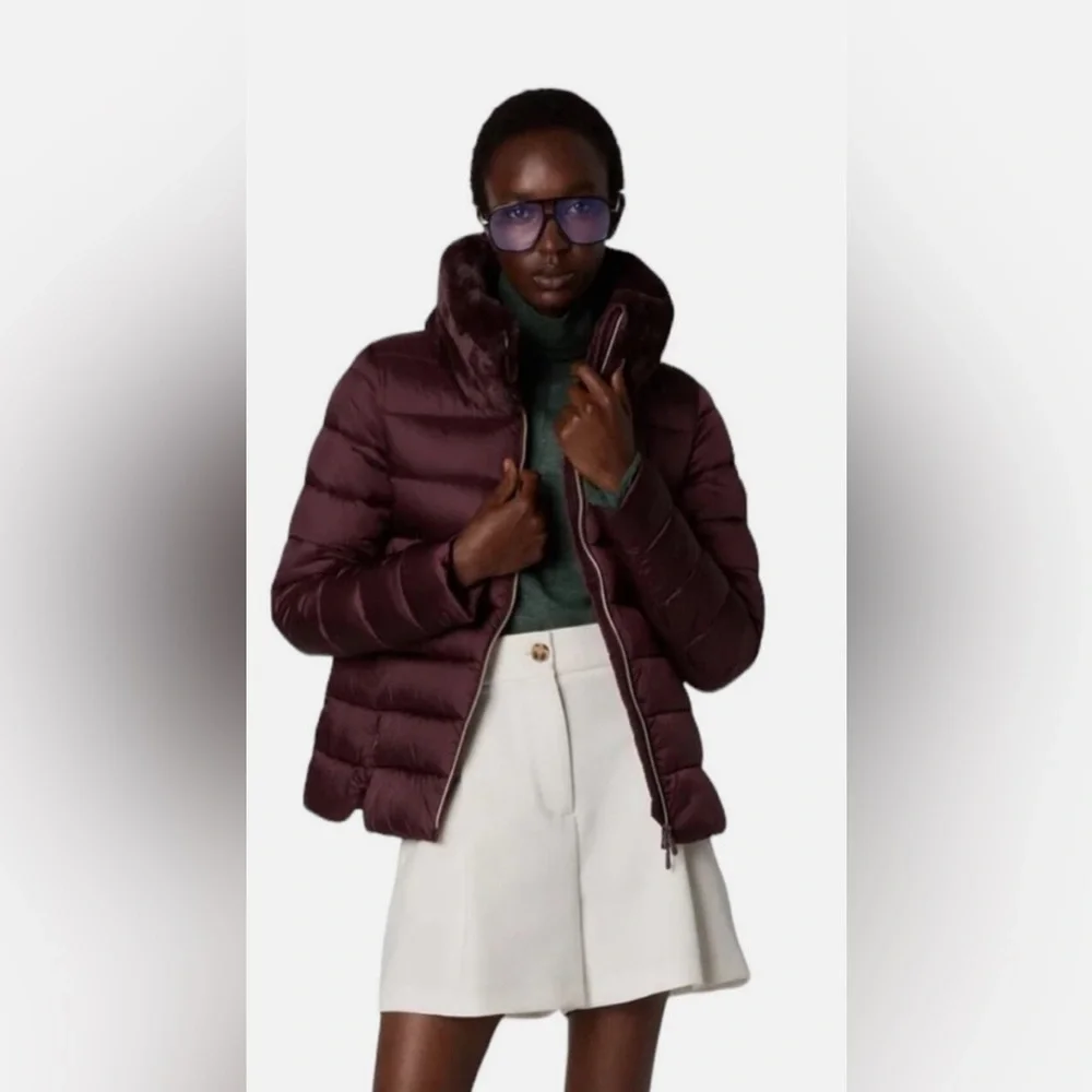 Save the Duck Mei Puffer Jacket in Burgundy Women’s Size 1/Small New - Picture 1 of 10